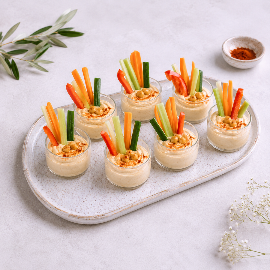 Mini Hummus with Vegetable Sticks