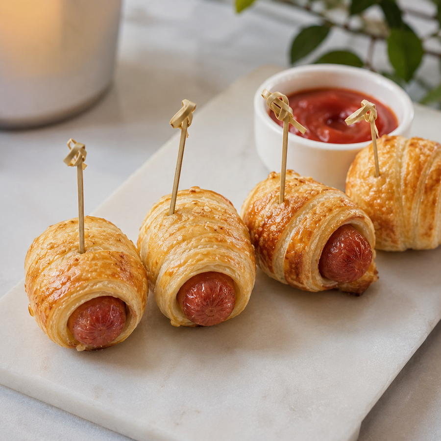 MINI HOT DOGS IN PUFF PASTRY