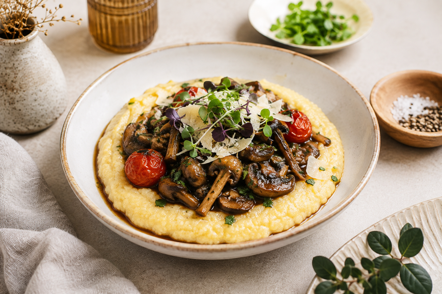 Wild Mushroom Ragout with Creamy Polenta