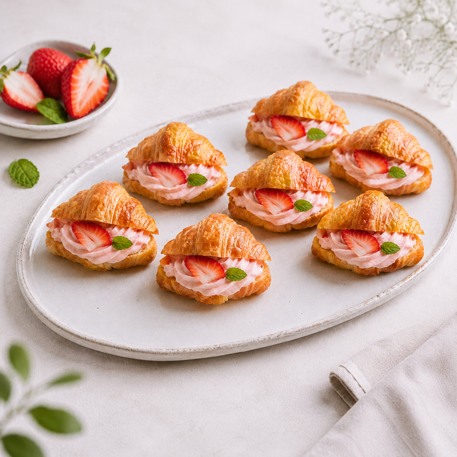 Mini Croissants with Strawberry Mousse