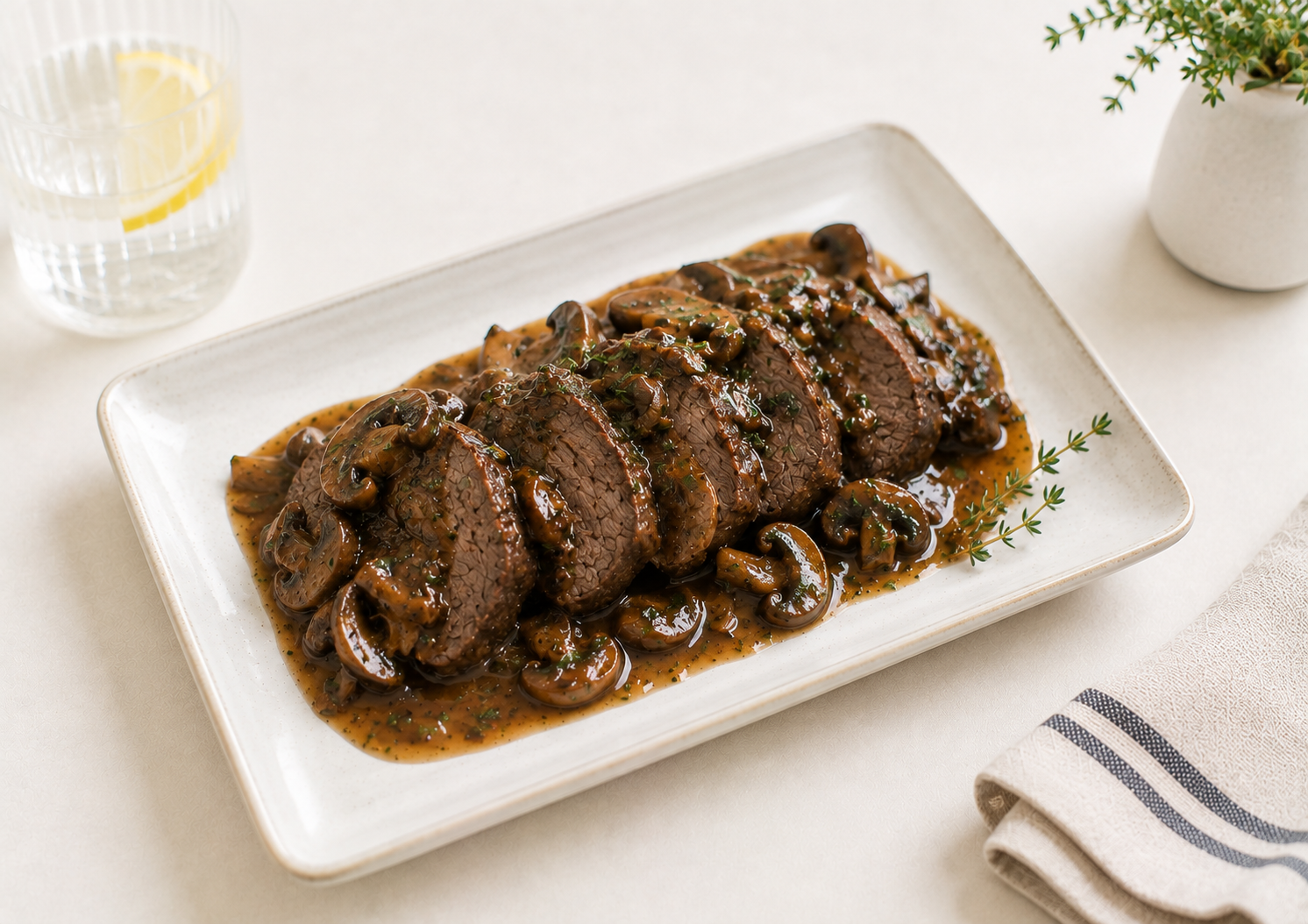 Braised Beef with Mushroom Demi