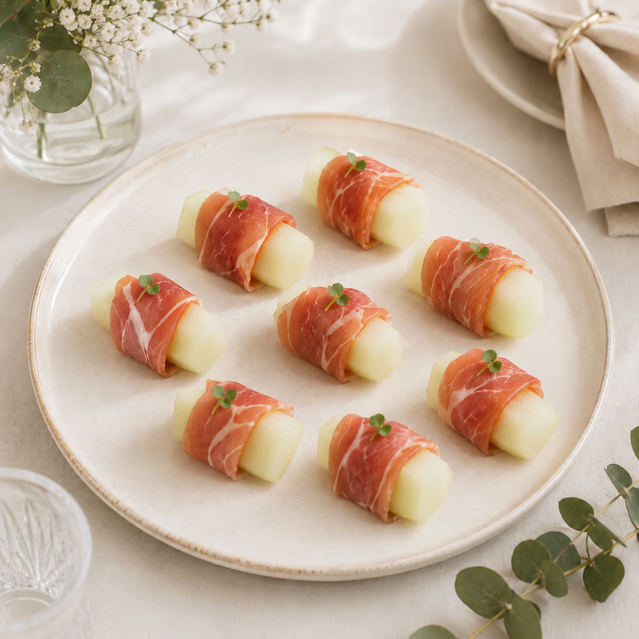 cantaloupe & prosciutto bites