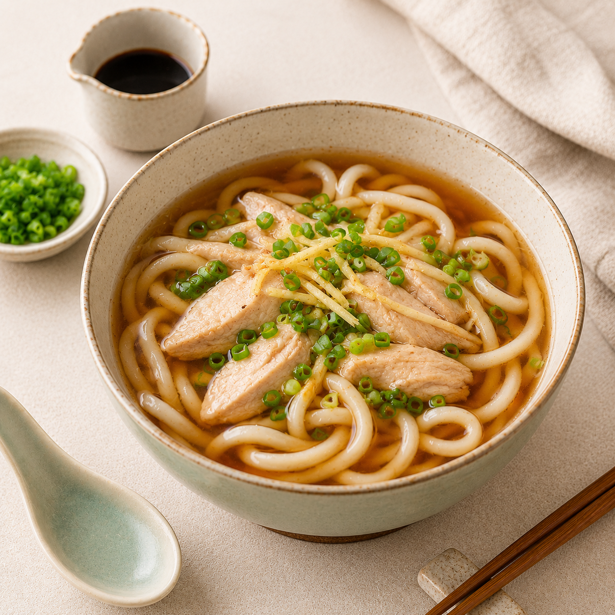Udon soup with chicken