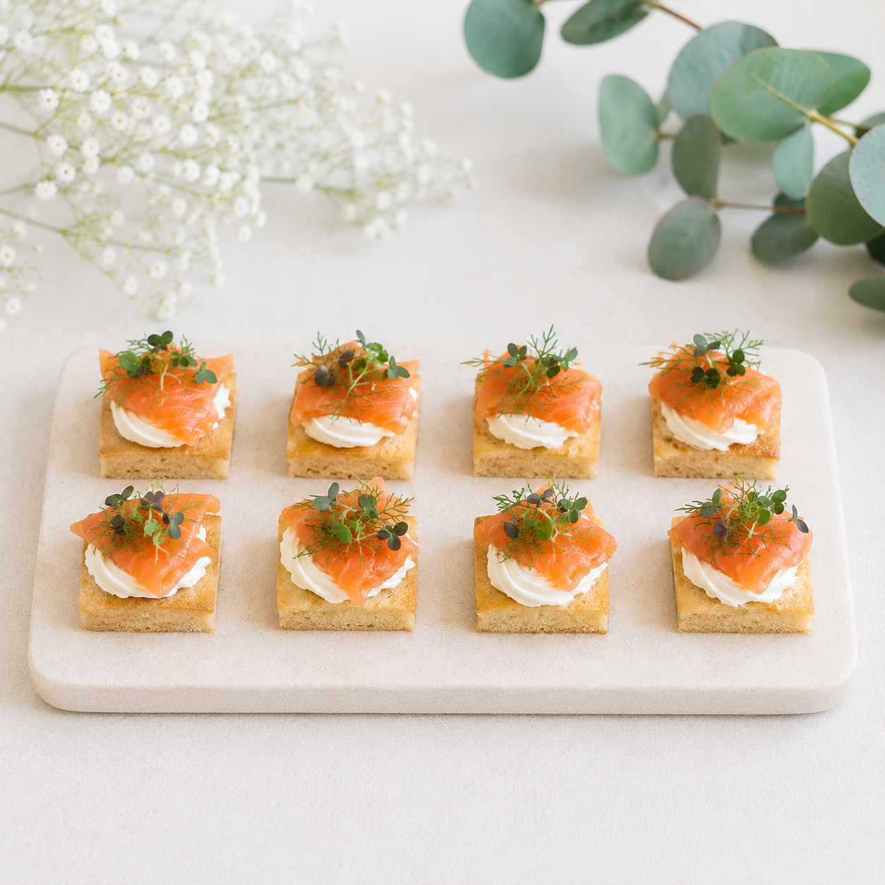 smoked salmon finger food on brioche