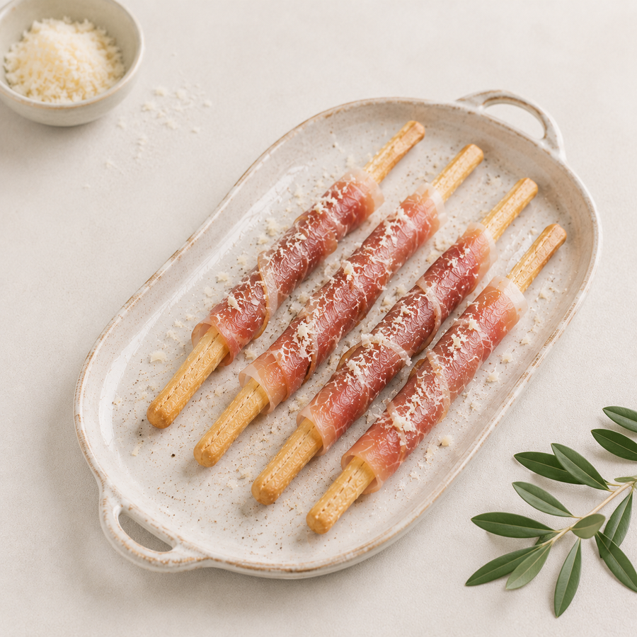 grissini wrapped with prosciutto