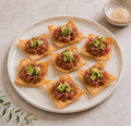 tuna tartare on wonton chips