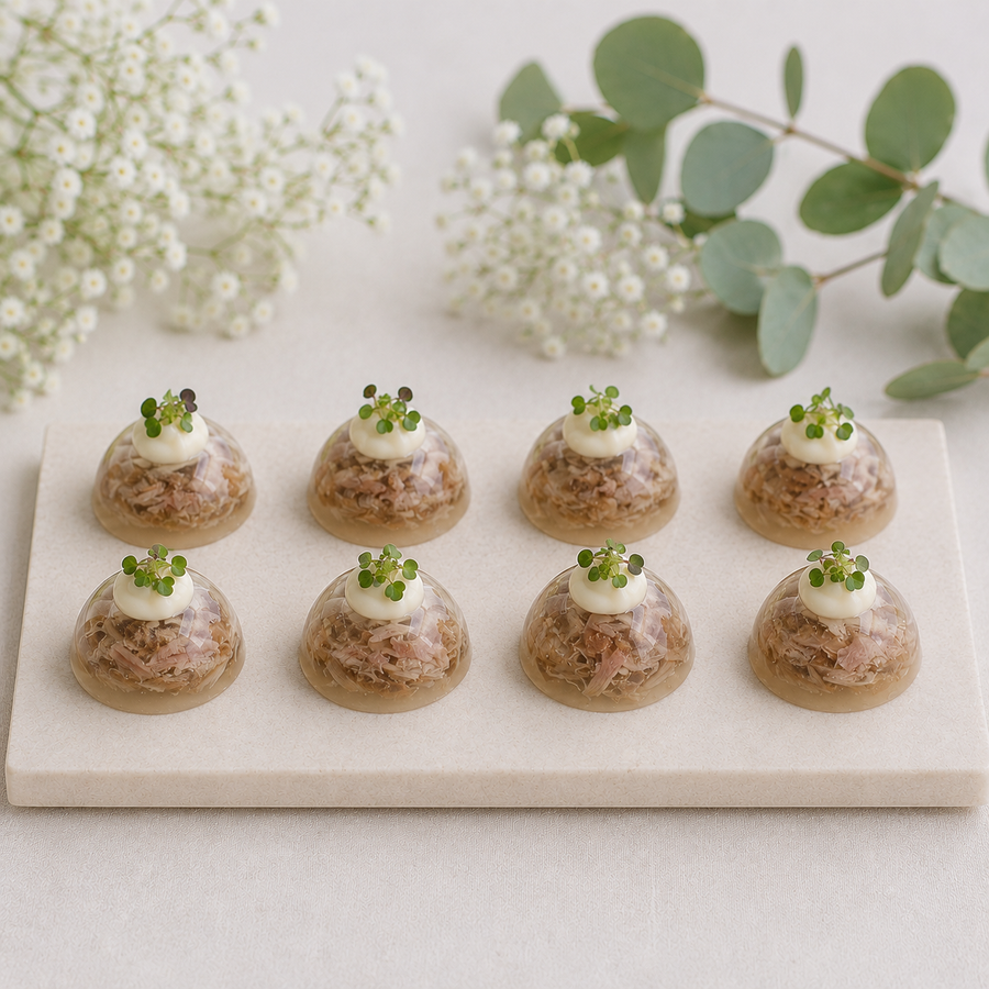Meat Aspic Half-Sphere with Horseradish Cream