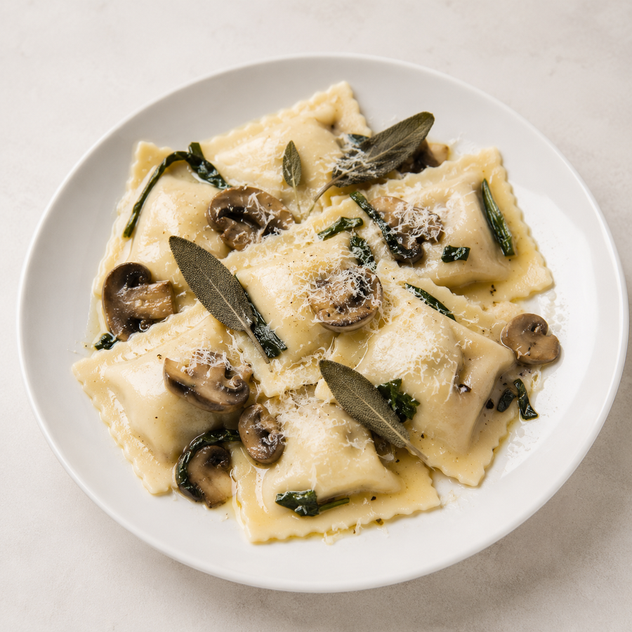 Mushroom ravioli