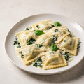 Spinach, cheese & garlic ravioli