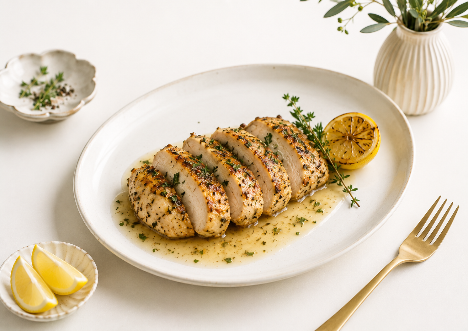 Herb Roasted Chicken with Lemon Jus