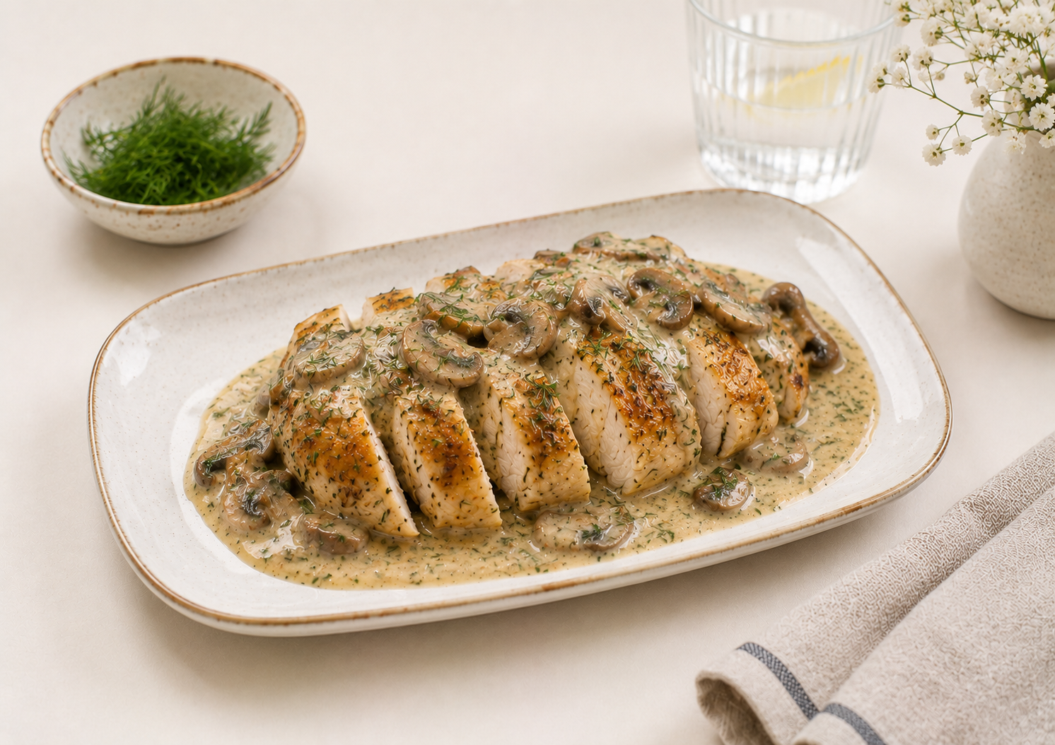 Chicken with Mushroom & Dill Cream