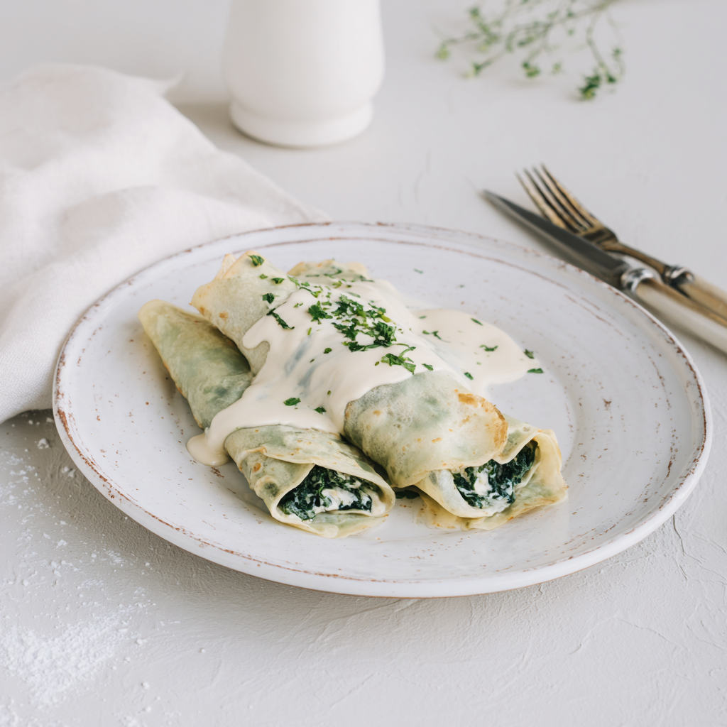 Spinach & Ricotta Nalysnyky (Crepes)